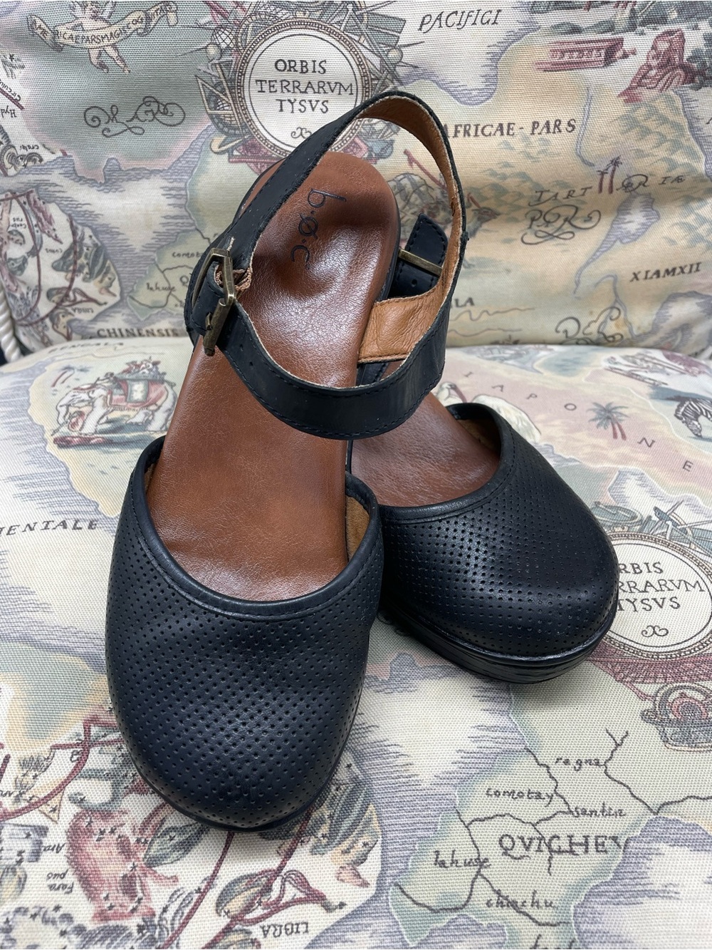 b.o.c. Black Perforated Leather Slingback Mary Janes